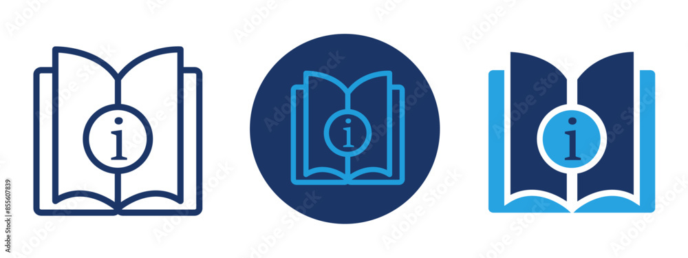 Poster user manual icon, user guide book in filled and outlined editable formats