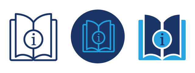 User Manual icon, user guide book in filled and outlined editable formats