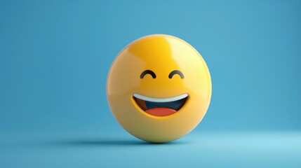3 dimensional emoji symbol icon on a blue backdrop
