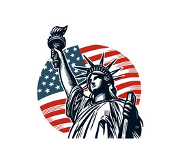 statue of liberty hand drawn vector vintage illustration