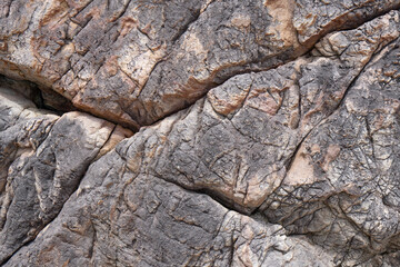 Details of seaside rocks that have been eroded by nature over a long period of time, Thailand