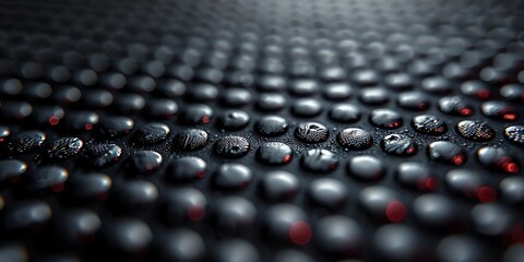 Fototapeta premium super macro photo of Abstract carbon textured pattern on black background, dews, accented with fine burgundy details, 2:1, banner, landing page