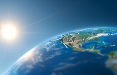 Fototapeta premium 3d rendering of the earth with north america and mexico