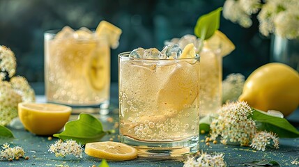 Light Elderflower Sparkle with elderberry cordial and lemon