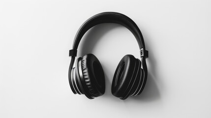 Wireless black headset against a white background