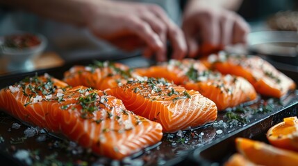 Salmon Filets Ready for Cooking
