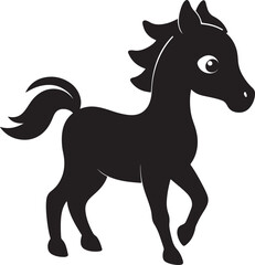 Baby horse silhouette vector illustration image