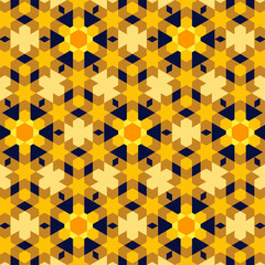 Beautiful seamless geometric pattern with orange color combination consisting of hexagon shapes. Suitable for various purposes of graphic design, decoration, tiles, textiles, backgrounds, etc.
