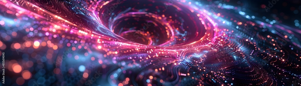 Poster mesmerizing digital neon vortex with glowing abstract patterns and vibrant cyber design