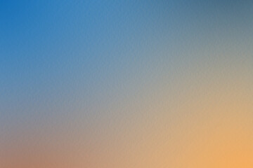 Fresh beautiful blue tone color gradation honey yellow mixed orange paint on blank watercolour paper texture background with space 