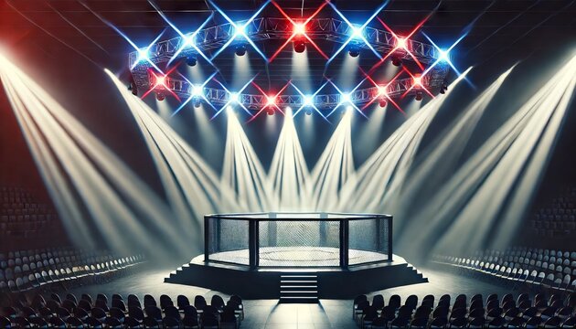 MMA Octagon Under Stage Lights