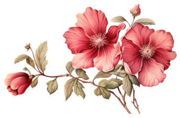 Obraz premium PNG Vintage illustration flower hibiscus blossom plant.
