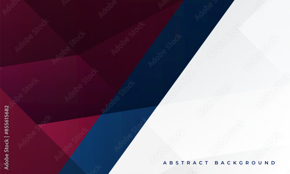 Aufkleber dark red white and blue modern abstract background with 3d geometric shapes. vector illustration