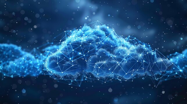 A detailed illustration of a cloud network with interconnected points, representing data and technology. AI Generative.