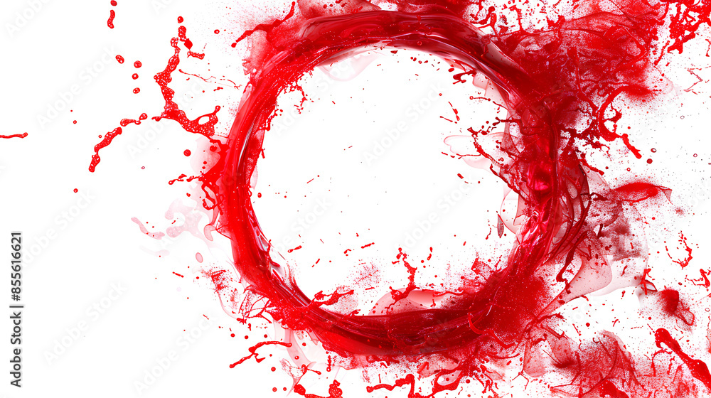 Poster red abstract ring particle effect, swirling particles visual effect layer overlay isolated on white 