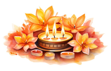 Fototapeta premium PNG Flower candle diwali plant.