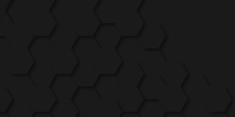 Vector dark black Hexagonal Background. Luxury White Pattern. Vector Illustration. 3D Futuristic abstract honeycomb mosaic black background. geometric mesh cell texture. modern futuristic wallpaper.