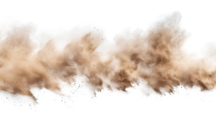 sandstorm sand dust cloud flying small particles isolated in white background
