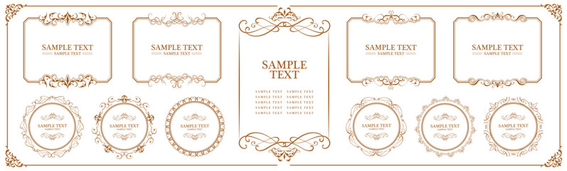 Collection of frames, graphic design. Borders with ornate swirls. cards, wedding invitations, restaurant menu, royal certificates..eps