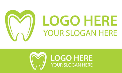 Abstract Letter M Green Color Tooth Dental Clinic Logo Design Concept