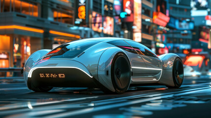 Obraz premium illustration car and dashboard of futuristic