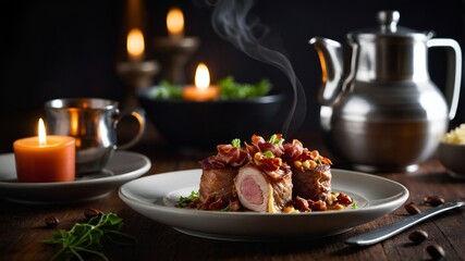 delicious dish of Meat mince wrapped with delicious pieces of Beef