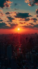 Fototapeta premium Radiant Cityscape at Sunrise Heralding a New Day of Opportunity and Renewal