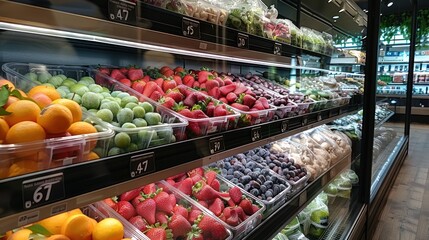 Obraz premium Fresh Produce Display in a Modern Grocery Store