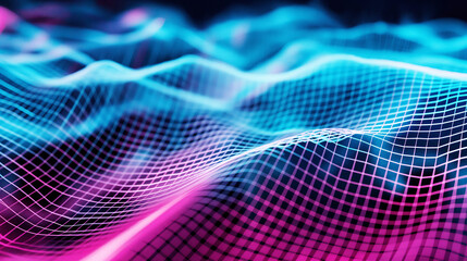 Naklejka premium A blue and pink wave pattern with a grid of squares