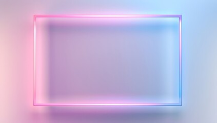 A simple white rectangular border with neon blue and pink gradient edges