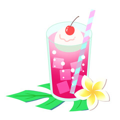 トロピカルなクリームソーダ・ベリーソーダのイラスト