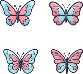 Butterflies Icon Collection Vector Illustration.