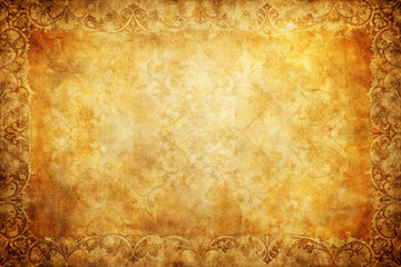Fototapeta premium Authentic vintage parchment texture background with intricate floral border and aged paper appearance.