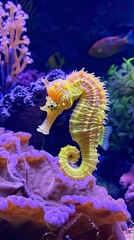 Obraz premium Yellow Seahorse, Caballito de mar amarillo, caballito de mar