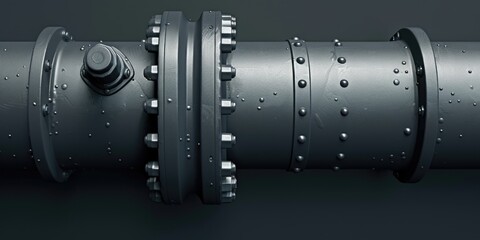 Close-up shot of a metal pipe against a dark backdrop, suitable for use in industrial or technical contexts