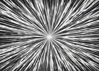 Background of radial lines for comic books. Manga speed frame, superhero action, explosion background. Black and white vector illustration
