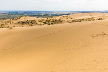 Sarykum is the largest sand dune in Europe in a protected area, as part of the Dagestan Nature Reserve, Russia