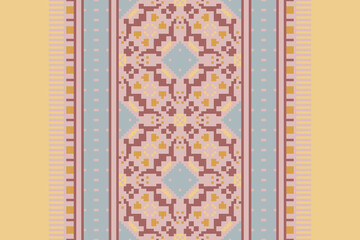 Geometric ethnic oriental seamless pattern traditional Design for background, carpet, wallpaper, clothing, wrapping, Batik, fabric, vector, illustration, boho embroidery style.