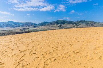 Sarykum is the largest sand dune in Europe in a protected area, as part of the Dagestan Nature Reserve, Russia