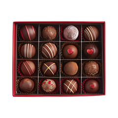 Chocolate candies in box isolated on transparent background Remove png, Clipping Path