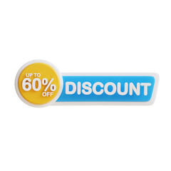 3d Discount 60 percent icon. Suitable for promotions, discounts, sales, and marketing materials. Great for online shops.