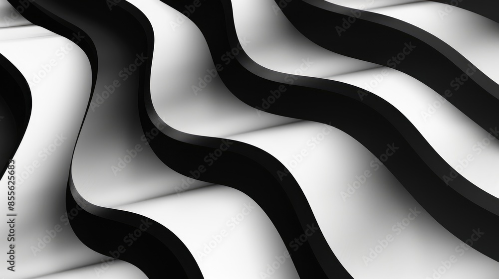 Poster tech minimal background with black and white wave patterns