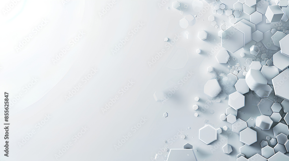 Poster vector banner design, white background with hexagon pattern