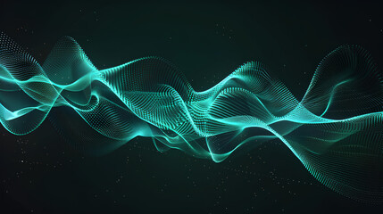 Vector abstract light lines wavy flowing dynamic in blue green colors isolated on black background for concept of AI technology, digital, communication, 5G, science, music