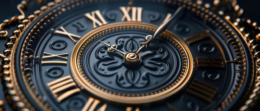 Elegant antique clock with gold highlights, symbolizing the critical role of time in business, on a dark sophisticated backdrop