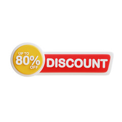 3d Discount 80 percent icon. Suitable for promotions, discounts, sales, and marketing materials. Great for online shops.