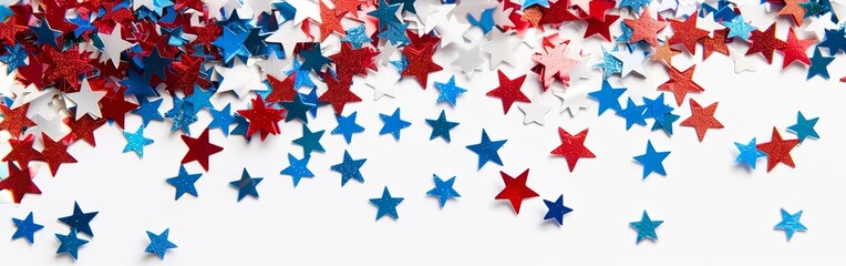 Obraz premium Festive Flowing American Flags with Stars Background