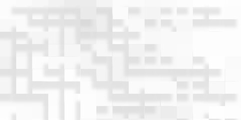 Abstract grey and white background with mosaic of white luxury pattern of squares, Geometric abstract white scaled cube boxes block background, seamless white or grey geometric business background.