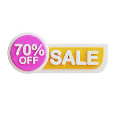 3d Sale Off 70 percent icon. Suitable for promotions, discounts, sales, and marketing materials. Great for online shops.