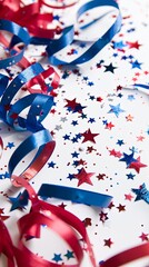 Obraz premium Festive Flowing American Flags with Stars Background